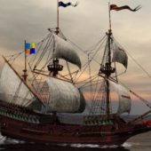 Medieval Big Sailing Ship