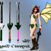 Elf Wing Girl With Weapon