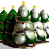 Decoration Christmas Tree Cartoon Style