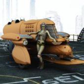 Spacecraft With A Girl Character