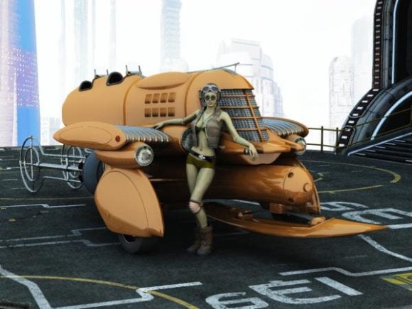 Spacecraft With A Girl Character