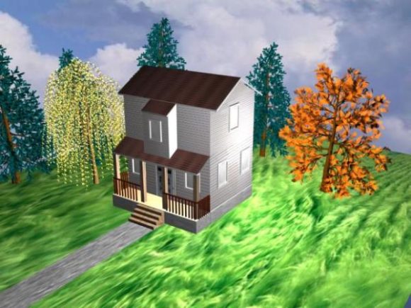 Simple Villa Building With Tree