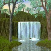 Waterfall In Forest Landscape