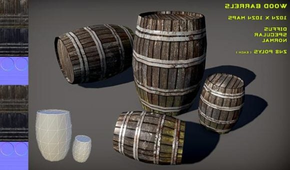 Old Wood Barrel Set