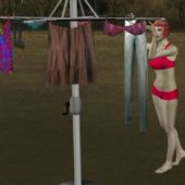 Girl Character With Clothesline