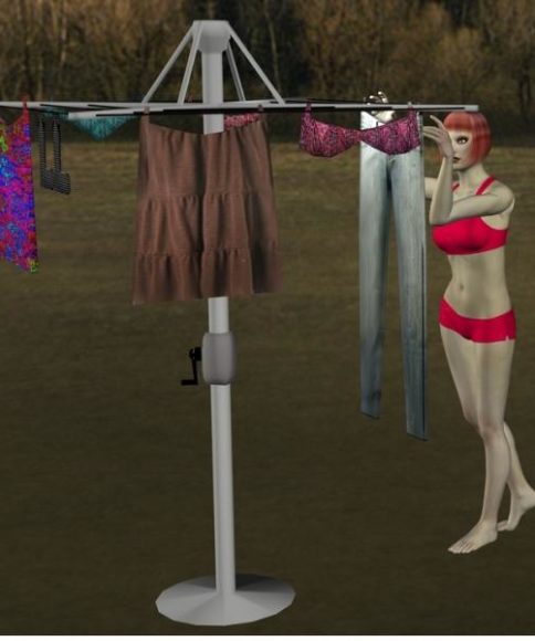 Girl Character With Clothesline