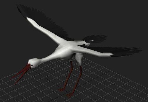 Crane Bird Lowpoly