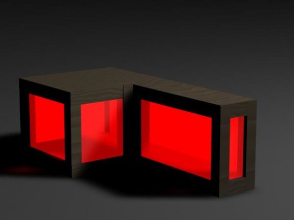Design Table With Red Glass