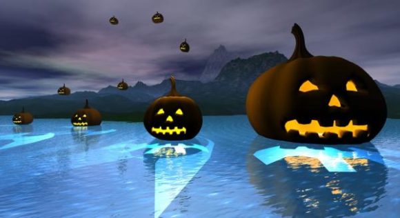 Halloween Decoration With Pumpkin And Lantern