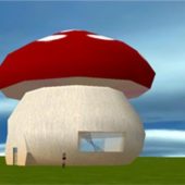 Cartoon Mushroom House Building