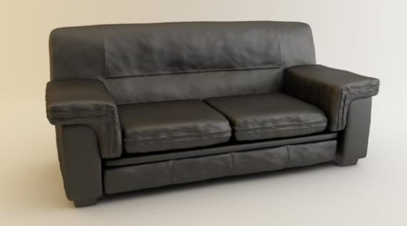 Realistic Black Leather Sofa