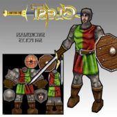 Medieval Swordsman Warrior Game Character
