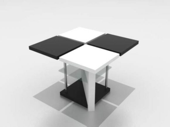 Table Black White Checker Top