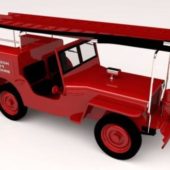 Red Fire Jeep Car