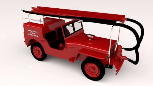 Red Fire Jeep Car