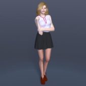 Young School Girl Character